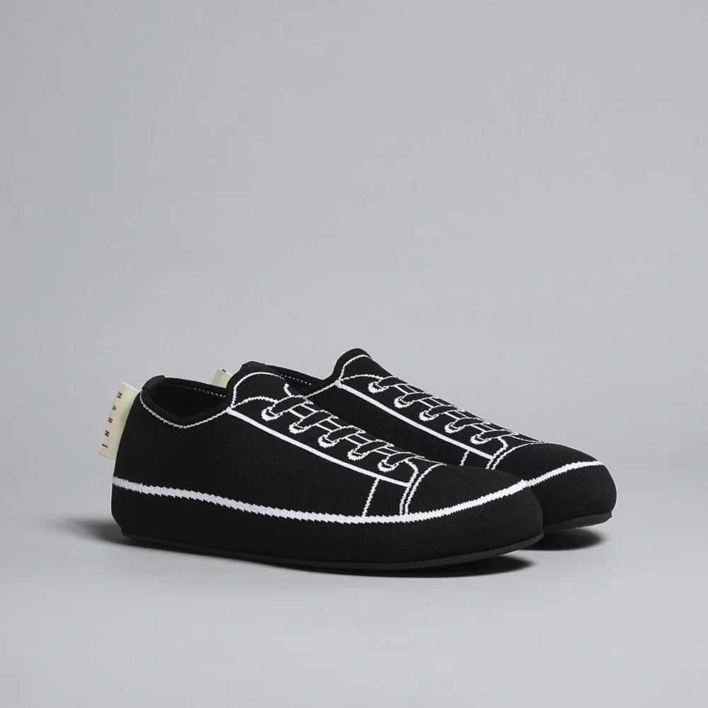 MARNI Intarsia Knit Printed Logo Sneakers Slip On Shoes EU 40 US Mens 7 Womens 9 - Picture 3 of 13